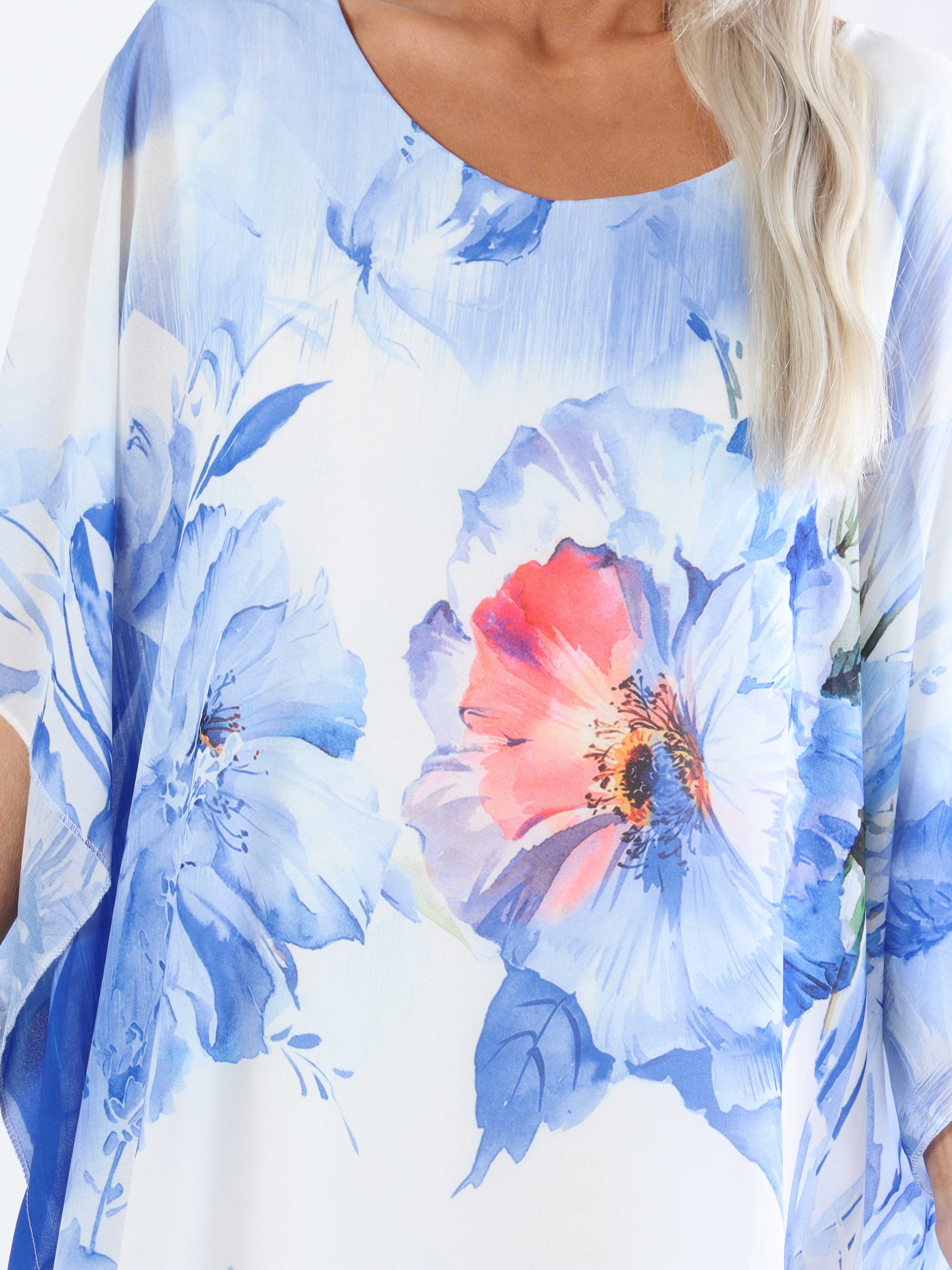 Senja - Plus size kjole i chiffon og underkjole i viskose